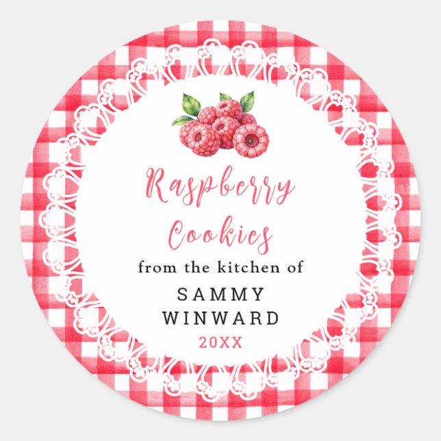Pegatina Redonda Homemade Raspberry Cookie Label (Anverso)