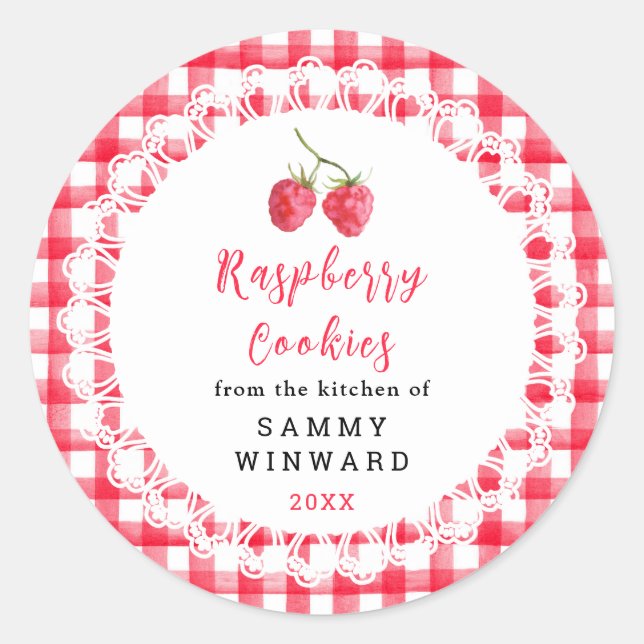 Pegatina Redonda Homemade Raspberry Cookies Label (Anverso)