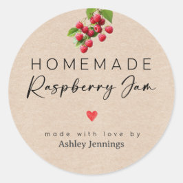 Pegatina Redonda Homemade Raspberry Jam Labels | Made with Love