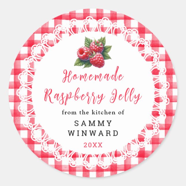 Pegatina Redonda Homemade Raspberry Jelly Label (Anverso)