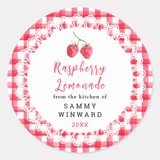 Pegatina Redonda Homemade Raspberry Loaf Cake Label (Anverso)