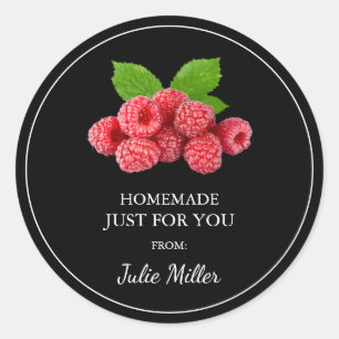 Pegatina Redonda Homemade solo para ti frambuesa