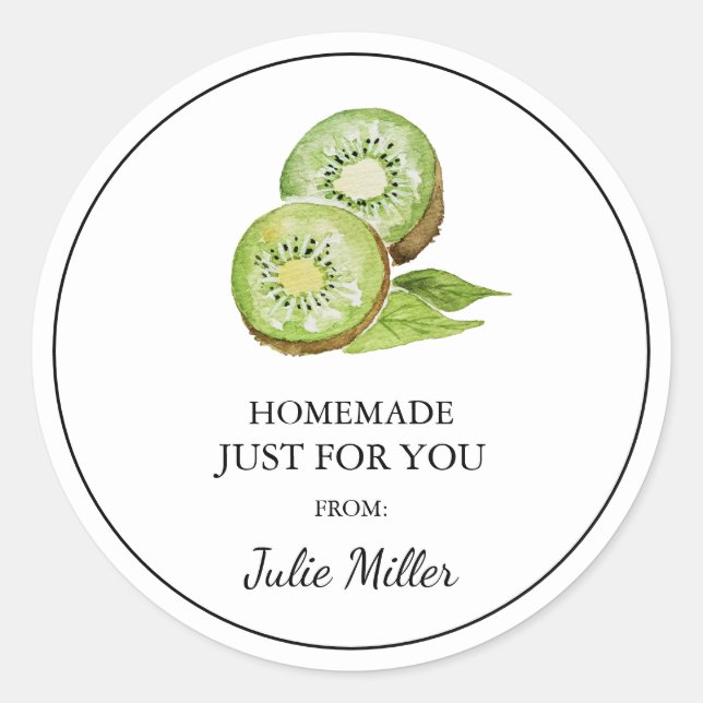 Pegatina Redonda Homemade solo para ti kiwi label (Anverso)
