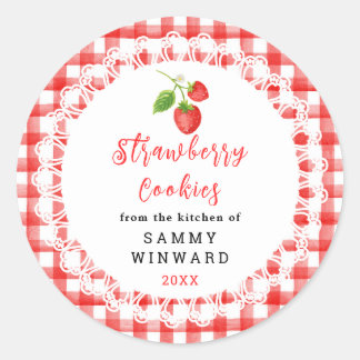 Pegatina Redonda Homemade Strawberry Cookies Label