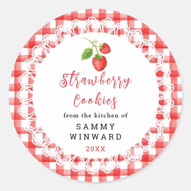 Pegatina Redonda Homemade Strawberry Cookies Label (Anverso)