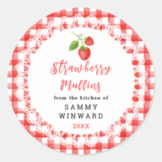 Pegatina Redonda Homemade Strawberry Muffins Label