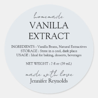 Pegatina Redonda Homemade Vanilla Extract blue grey Instructions