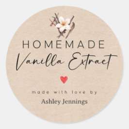 Pegatina Redonda Homemade Vanilla Extract Labels | Made with Love