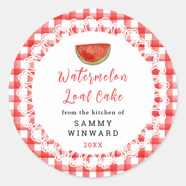 Pegatina Redonda Homemade Watermelon Loaf Cake Label (Anverso)