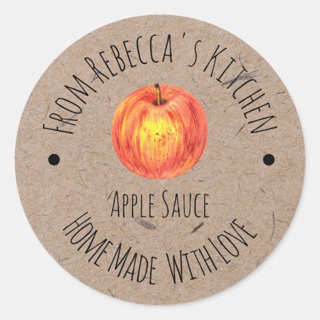 Pegatina Redonda Homemade with love Apple Sauce Label (Anverso)