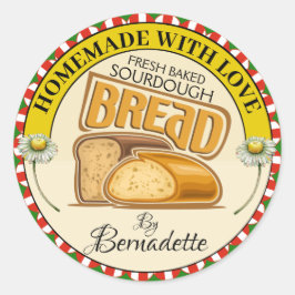 Pegatina Redonda Homemade With Love Bread