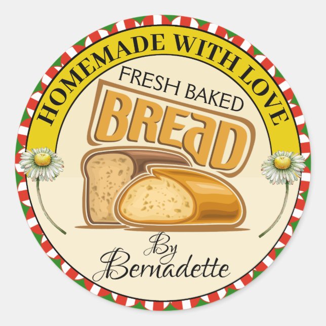 Pegatina Redonda Homemade With Love Bread (Anverso)