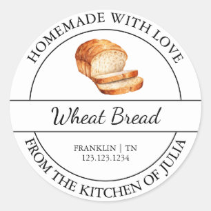 Pegatina Redonda Homemade With Love Bread Label
