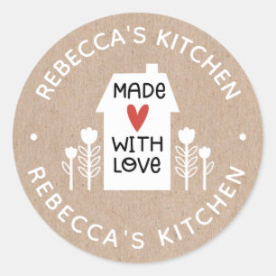 Pegatina Redonda Homemade With Love Kraft Personalizado