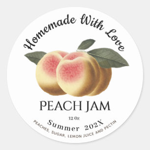 Pegatina Redonda Homemade With Love Peach Jam Summer 202X