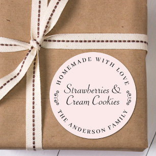 Pegatina Redonda Homemade with Love Personalized Baking Gift