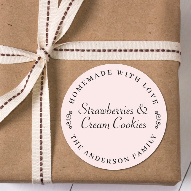 Pegatina Redonda Homemade with Love Personalized Baking Gift (Subido por el creador)