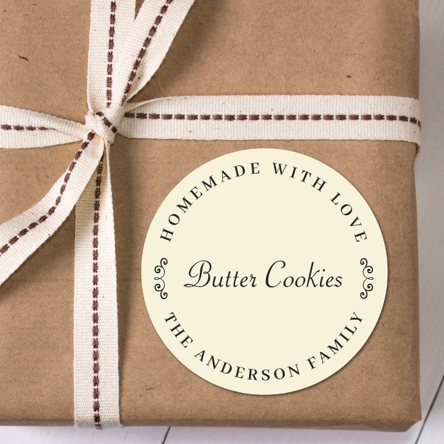 Pegatina Redonda Homemade with Love Personalized Baking Gift (Subido por el creador)