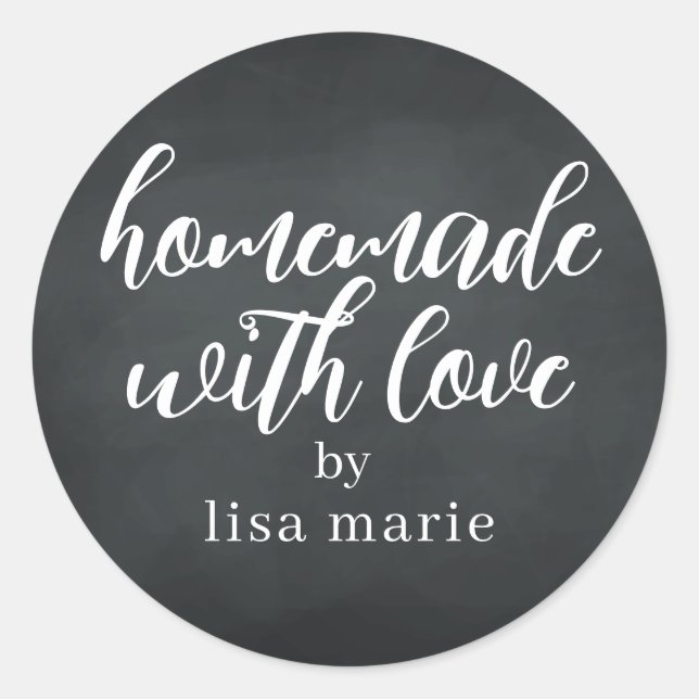 Pegatina Redonda Homemade with Love Personalized Chalkboard Gift (Anverso)