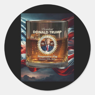 Pegatina Redonda Homenaje presidencial a Donald Trump inaugura Gl