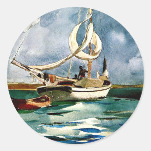 Pegatina Redonda Homer - Sloop, Bermudas