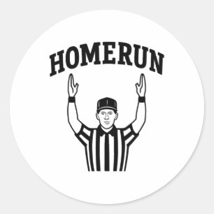 Pegatina Redonda Homerun Field Goal Funny Sports Crossover Bysebyll