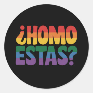 Pegatina Redonda Homo estás graciosa gay español mexicano aliado LG