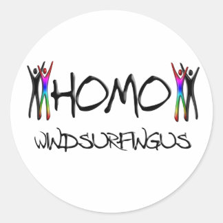 Pegatina Redonda Homo wind surfing