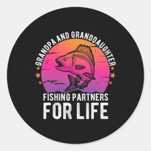 Pegatina Redonda Homólogos De Pesca De Abuelo Y Nieta Para Lif
