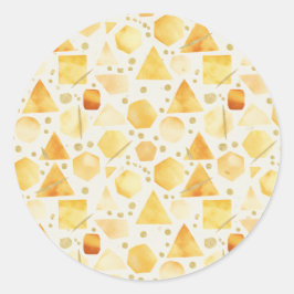 Pegatina Redonda Honey & Amber Watercolor Geometric gold  Pattern 