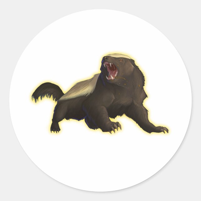Pegatina Redonda Honey Badger (Anverso)