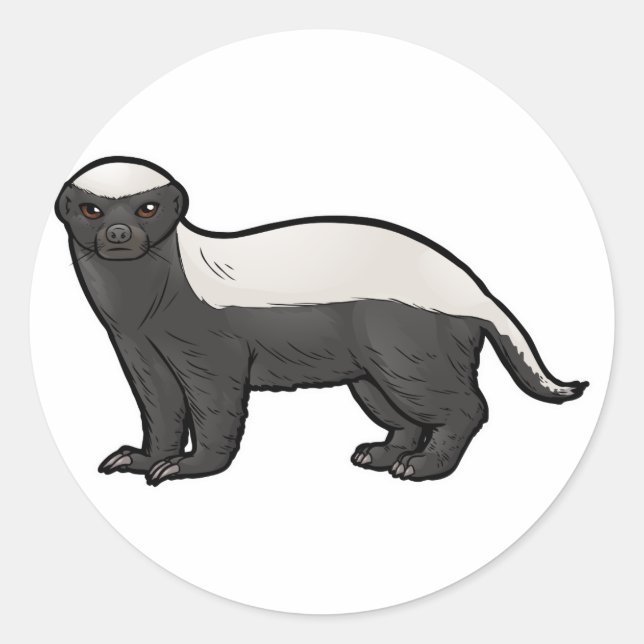 Pegatina Redonda Honey Badger (Anverso)
