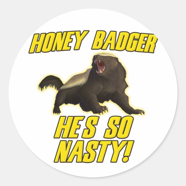 Pegatina Redonda Honey Badger Es Tan Desagradable (Anverso)