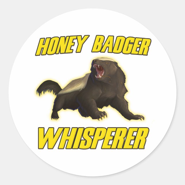 Pegatina Redonda Honey Badger Whisperer (Anverso)