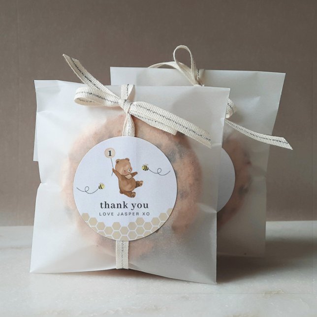 Pegatina Redonda Honey Bear First Bee Day Gracias (Subido por el creador)