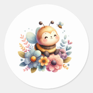 Pegatina Redonda Honey Bee