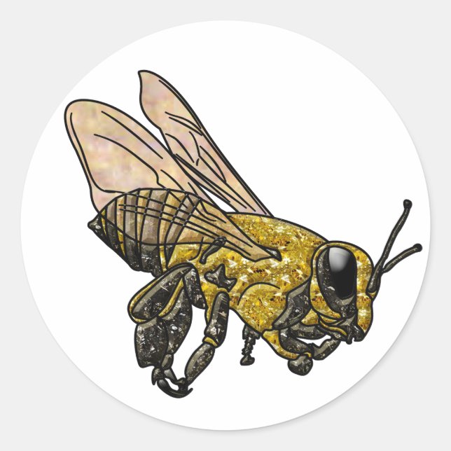 Pegatina Redonda Honey Bee (Anverso)