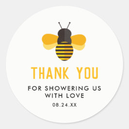 Pegatina Redonda Honey Bee Baby Shower Gracias Por Favor