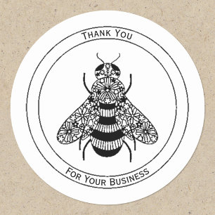 Pegatina Redonda Honey Bee Business Gracias