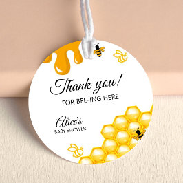 Pegatina Redonda Honey Bee de Abejas de miel Gracias