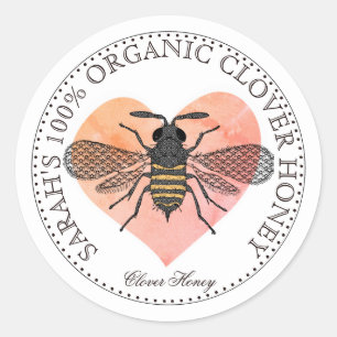Pegatina Redonda Honey Bee Homemade Honey Jar