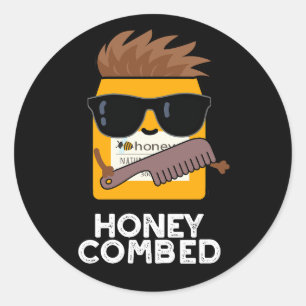 Pegatina Redonda Honey Combed Funny Honey Pun Dark BG