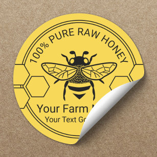 Pegatina Redonda Honey Jar Bee Honey Apier Beekeeper Farm Honey