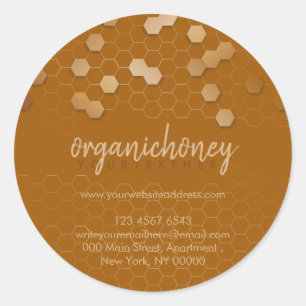 Pegatina Redonda Honey Jar Beewax Candle Terracotta Gold