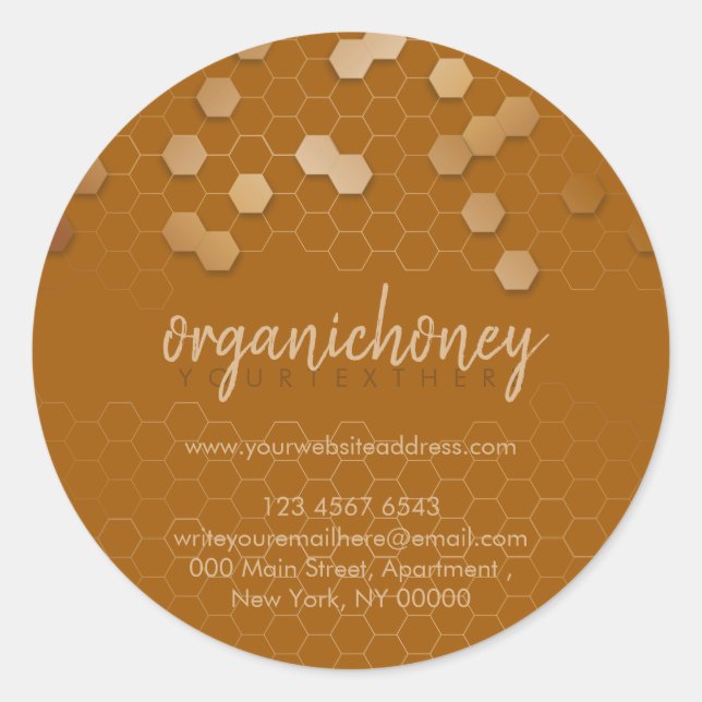 Pegatina Redonda Honey Jar Beewax Candle Terracotta Gold (Anverso)