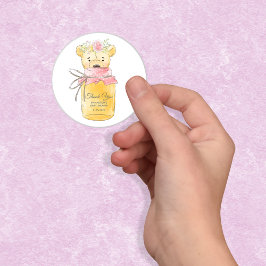 Pegatina Redonda Honey Jar Chica Teddy Bear Gracias