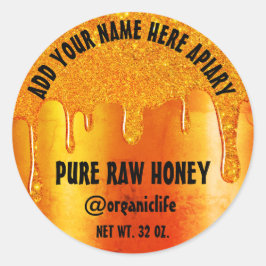 Pegatina Redonda Honey Jar Honeybee Honeycomb Gold Drips Instagra