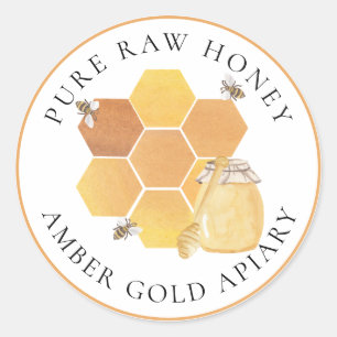 Pegatina Redonda Honey Jar Labels Honeybeb Honeycomb Bee Apiary