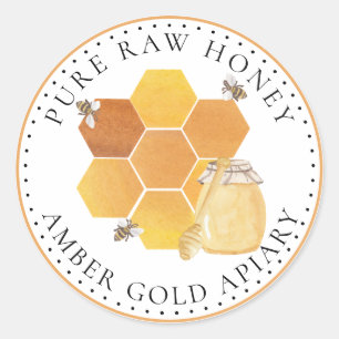 Pegatina Redonda Honey Jar Labels Honeybeb Honeycomb Bee Apiary