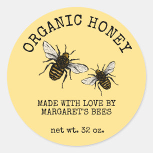 Pegatina Redonda Honey Jar Labels Honeybee Honeycomb Bee Apiary